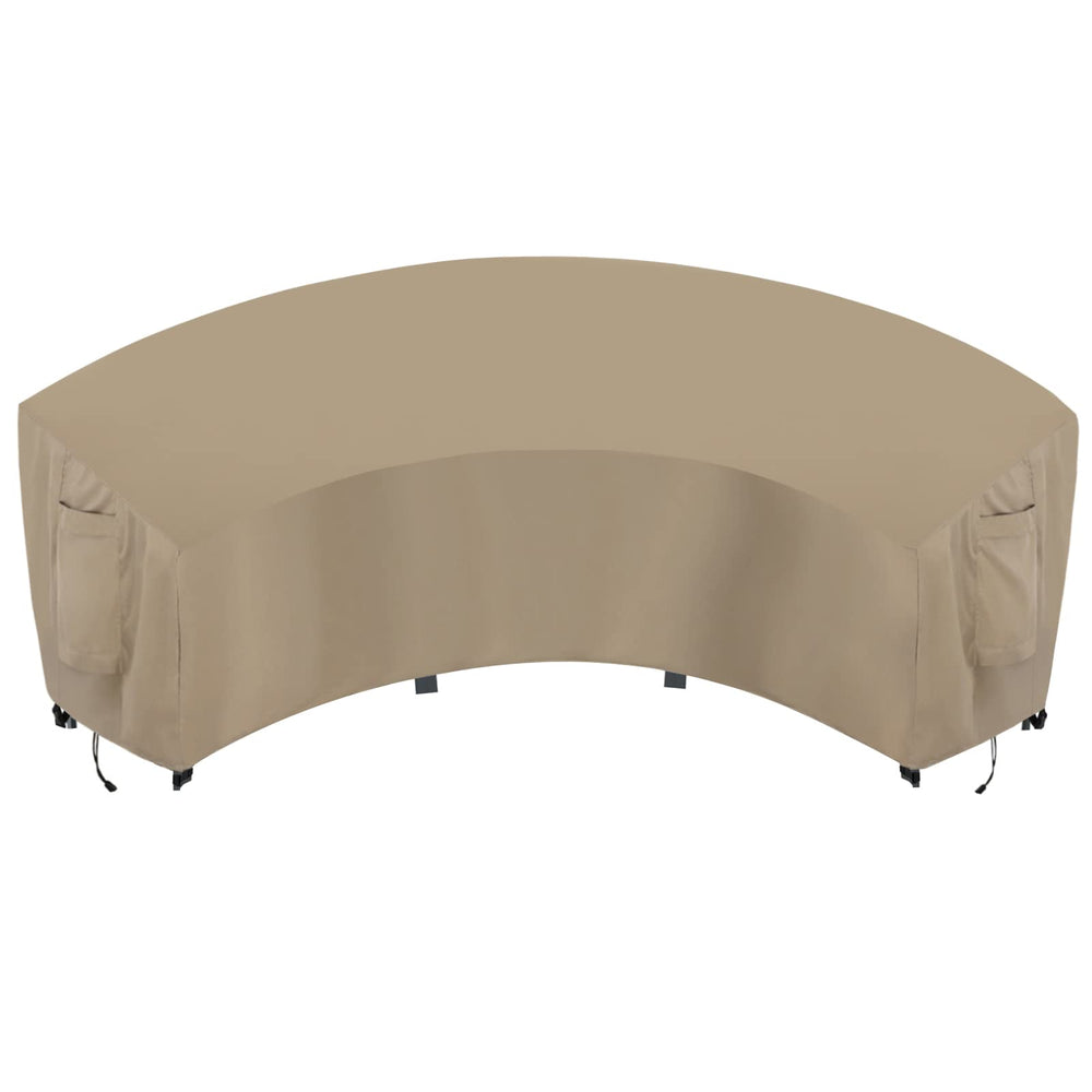 OutdoorLines front view of curved sectional cover showing full protection and fit