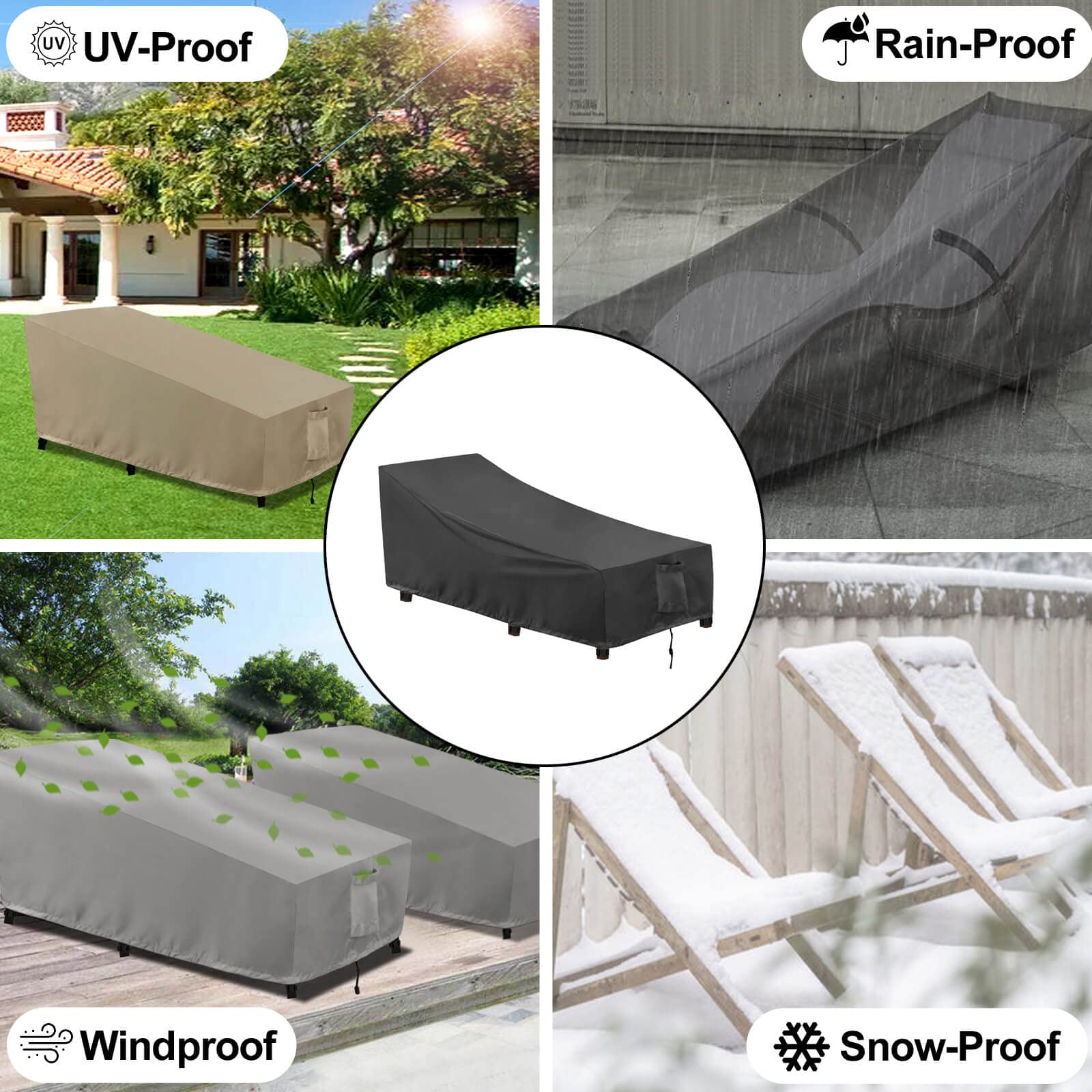OutdoorLines lifestyle patio scene showing protected chaise in garden