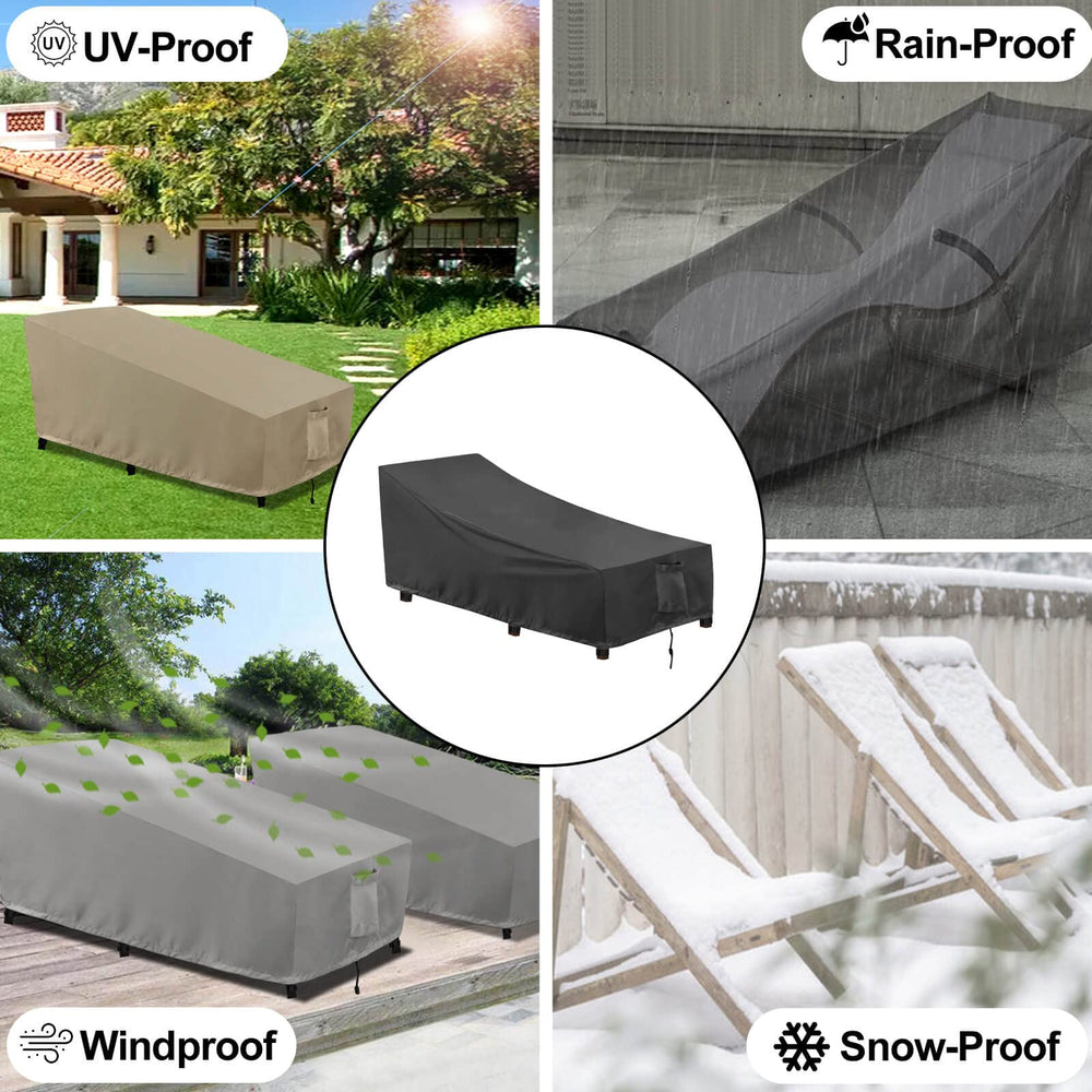 OutdoorLines lifestyle patio scene showing protected chaise in garden
