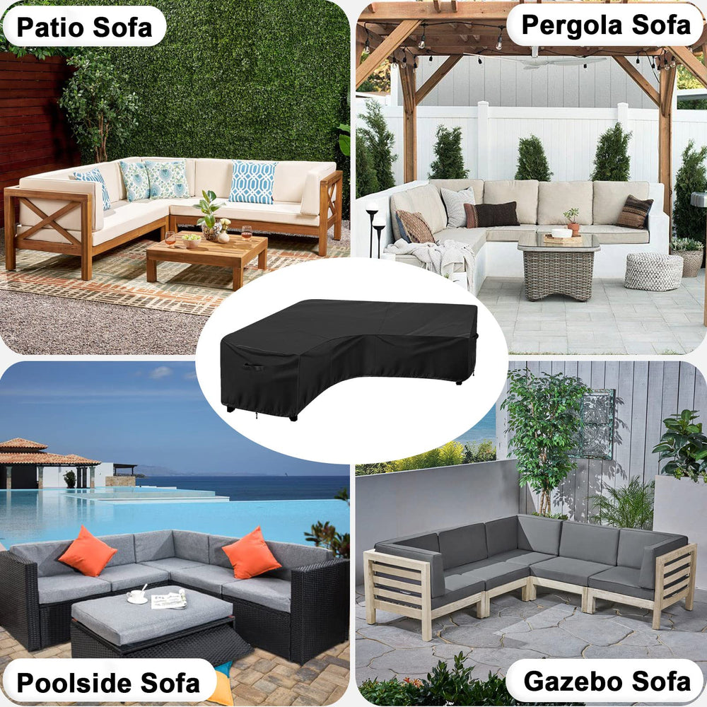 OutdoorLines cover beside sofa measuring guide for correct fit and protection
