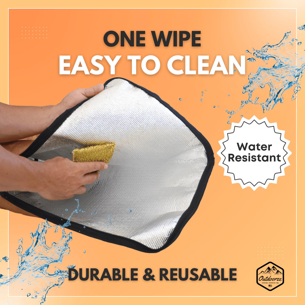 Outdoorze grease-resistant interior detail illustrating easy-clean, preserved bark benefit
