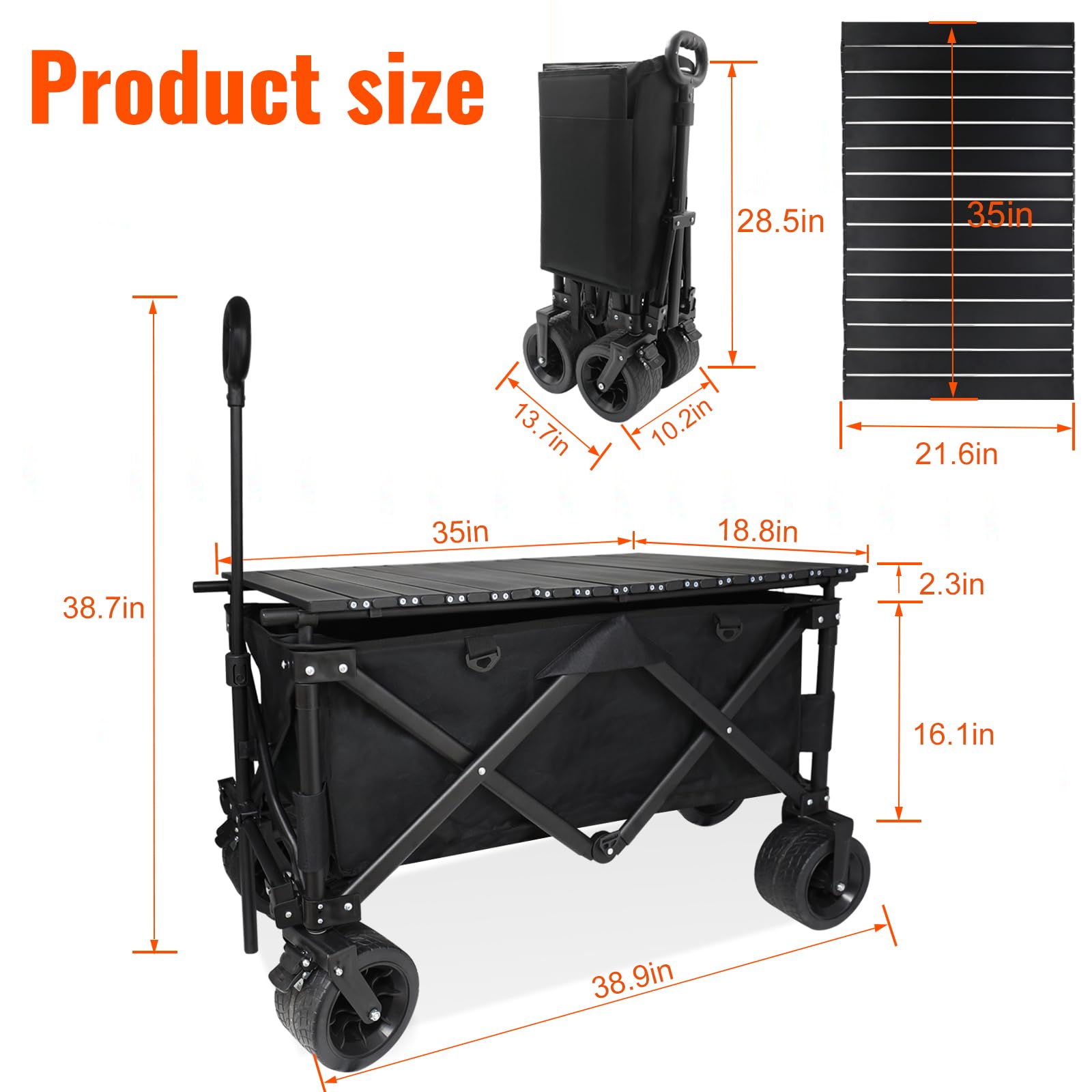 Outdopia wagon folded compactly for easy trunk storage benefit