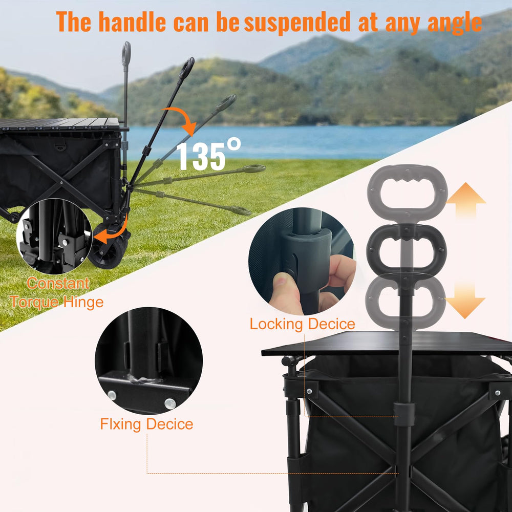 Outdopia wagon handle and brake detail improving user control