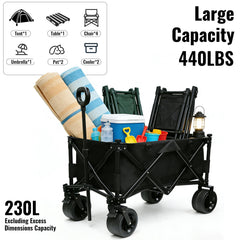 Outdopia wagon with tabletop attached providing stable prep surface
