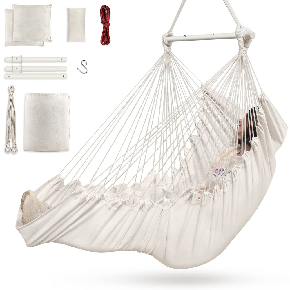 Outerman hammock chair front view showing full seat and cushions for comfortable lounging