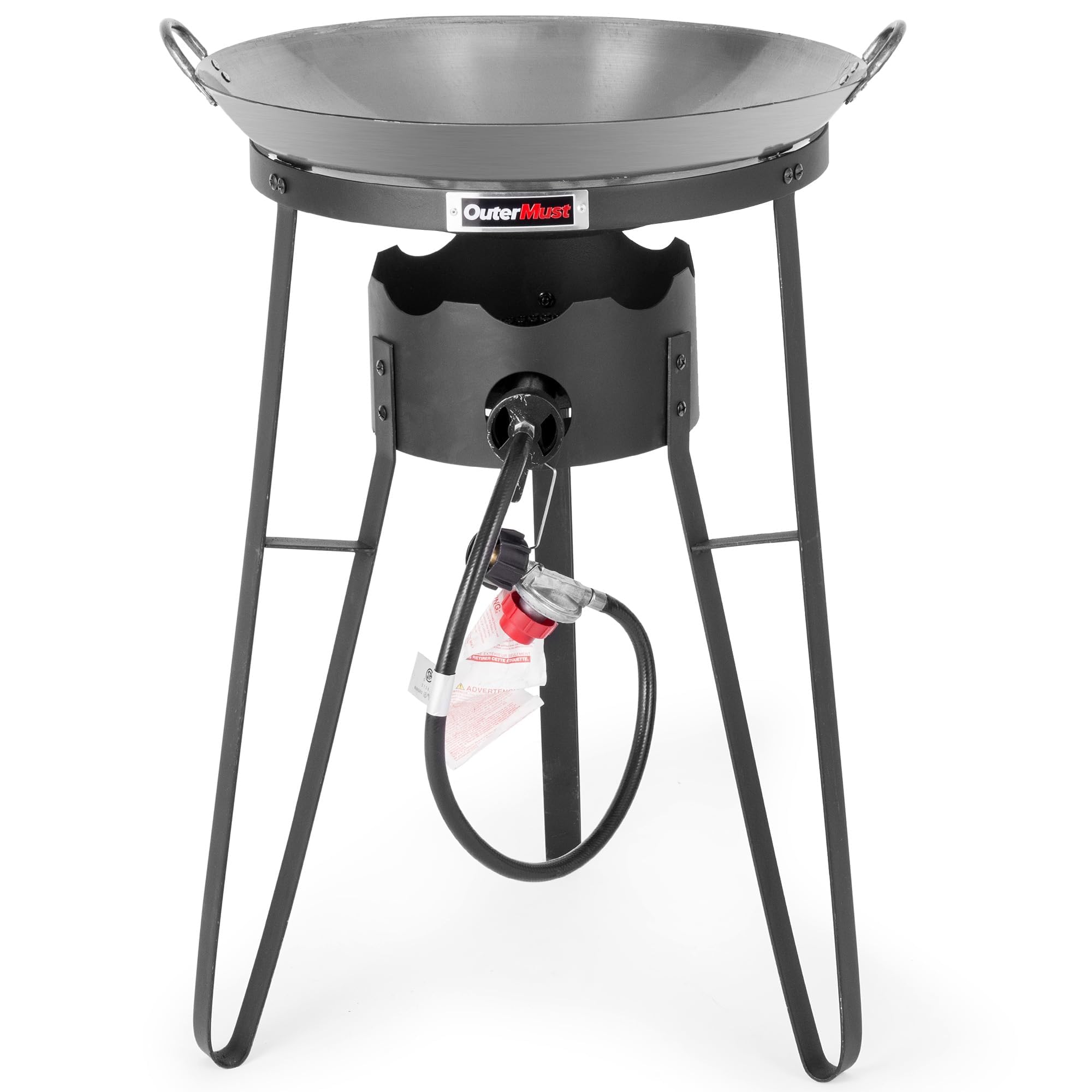 OuterMust front view showing cooker and wok, durable outdoor cooking