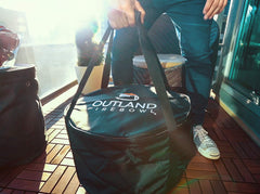 Outland Living underside lid pocket open with zipper, keeps lighters and manual organized