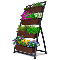 Outland Living front view showing entire freestanding raised garden bed and space-saving benefit