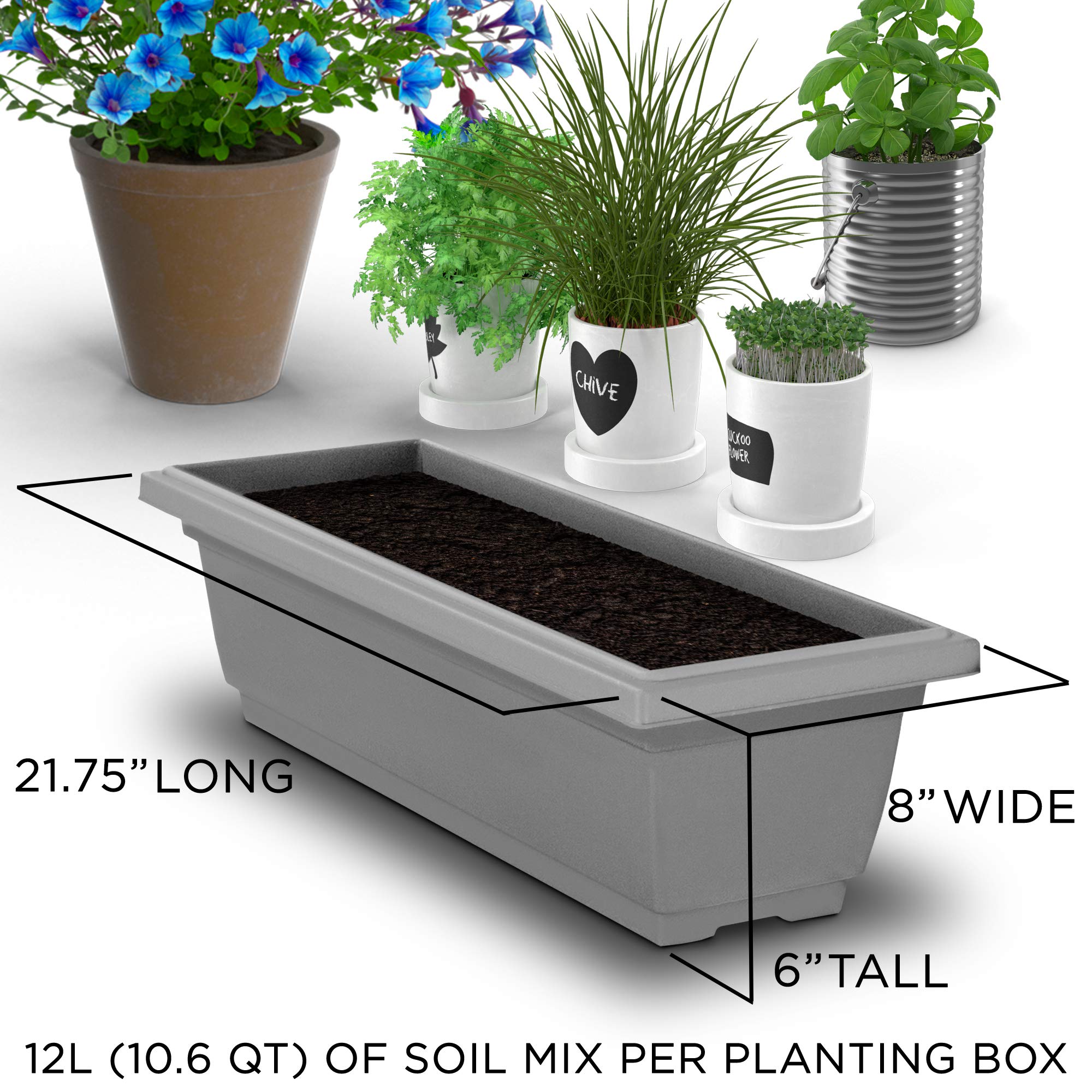 Outland Living in use with gardener harvesting herbs for reduced bending benefit