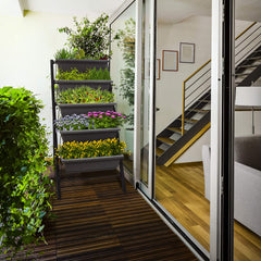 Outland Living top tier close-up with herbs growing for easy access benefit