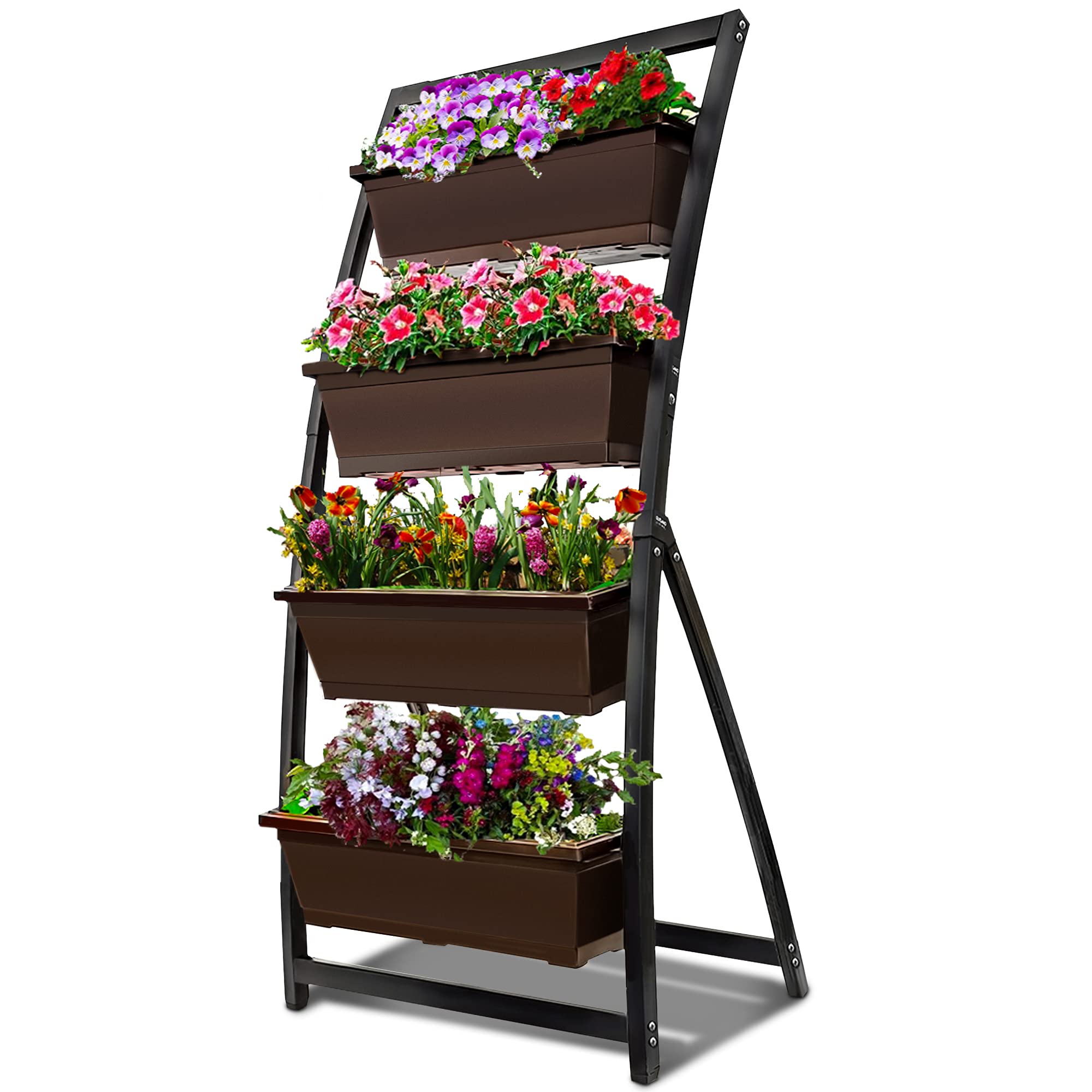 Outland Living front view of vertical garden showing full planted system and efficient footprint