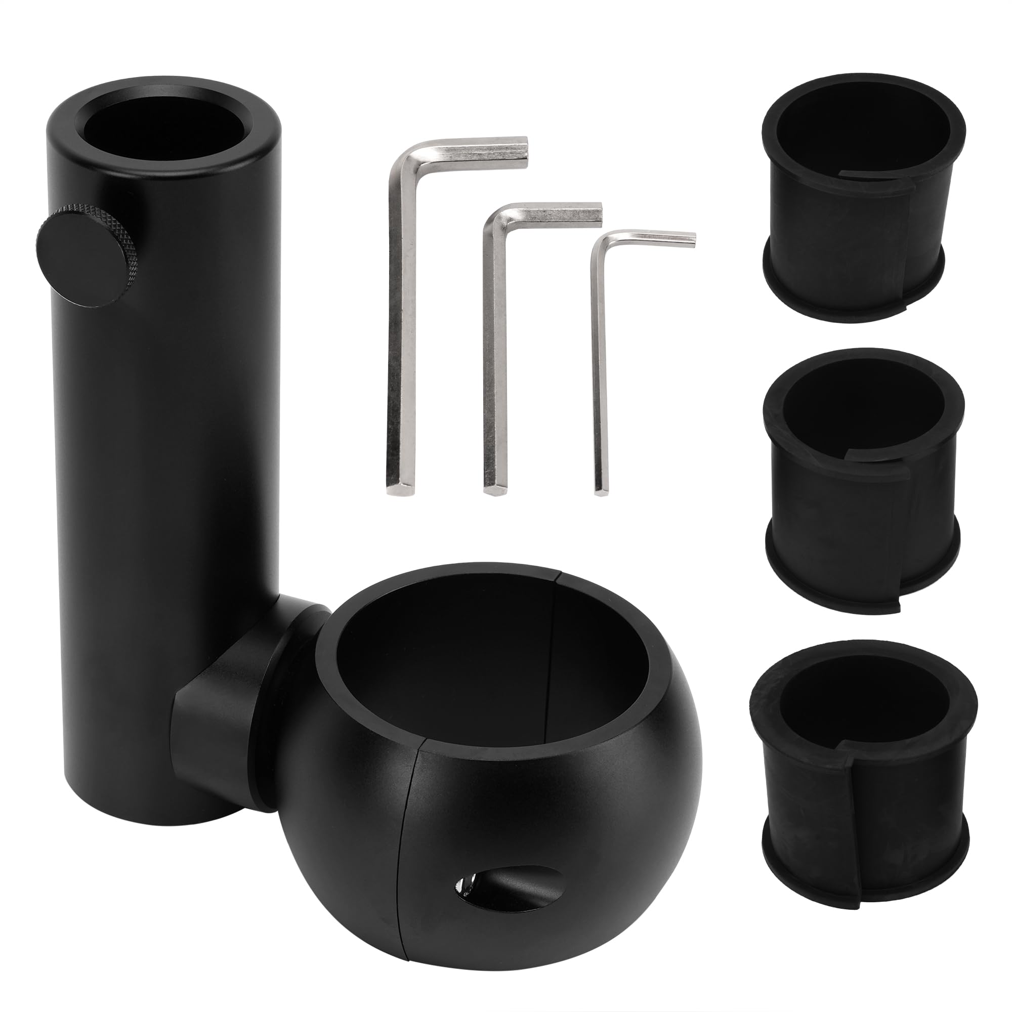 Outopakkle front view of black flag mount showing clamp and finish, durable fit