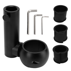 Outopakkle front view of black flag mount showing clamp and finish, durable fit