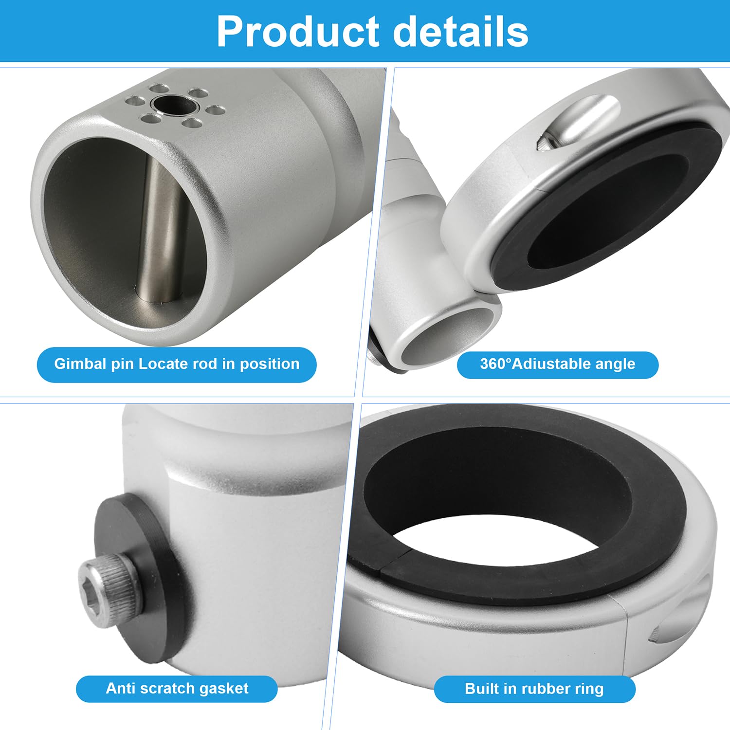 Outopakkle rail clamp detail with stainless hardware protecting tower finish
