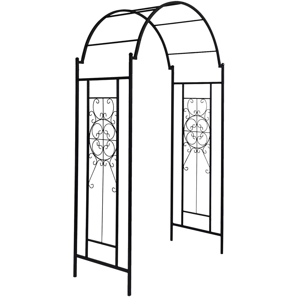 OUTOUR arch framing garden pathway illustrating instant focal point benefit