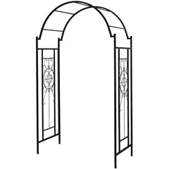 OUTOUR front view of iron garden arch showing elegant entry and curb appeal