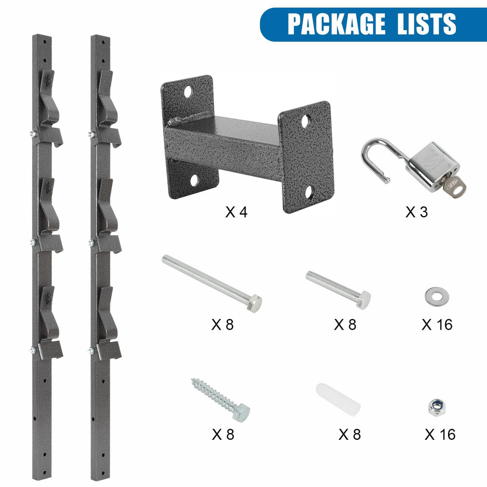 OUTPRIZE rack mounted on trailer rail illustrating secure transport and organization