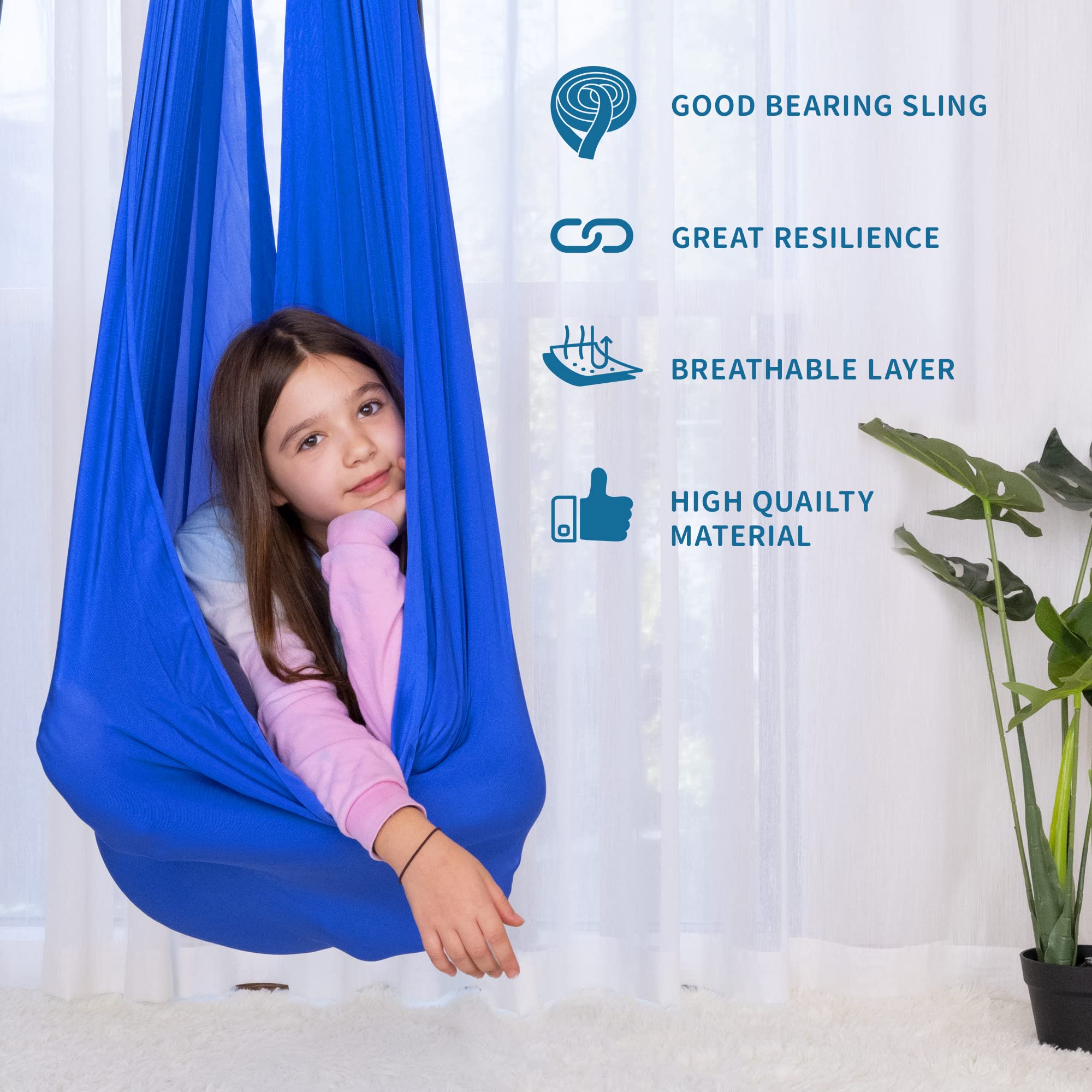 OUTREE child enjoying the swing in a playroom promoting calm focus