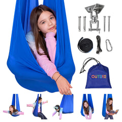 OUTREE front view of assembled sensory swing showing secure design and comfort