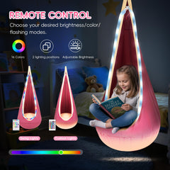 OUTREE close-up of LED strip inside pod swing displaying color options benefit