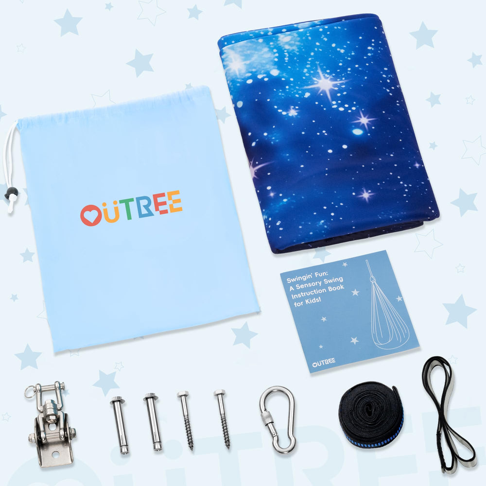 OUTREE lifestyle image reading in swing, promotes focused relaxation