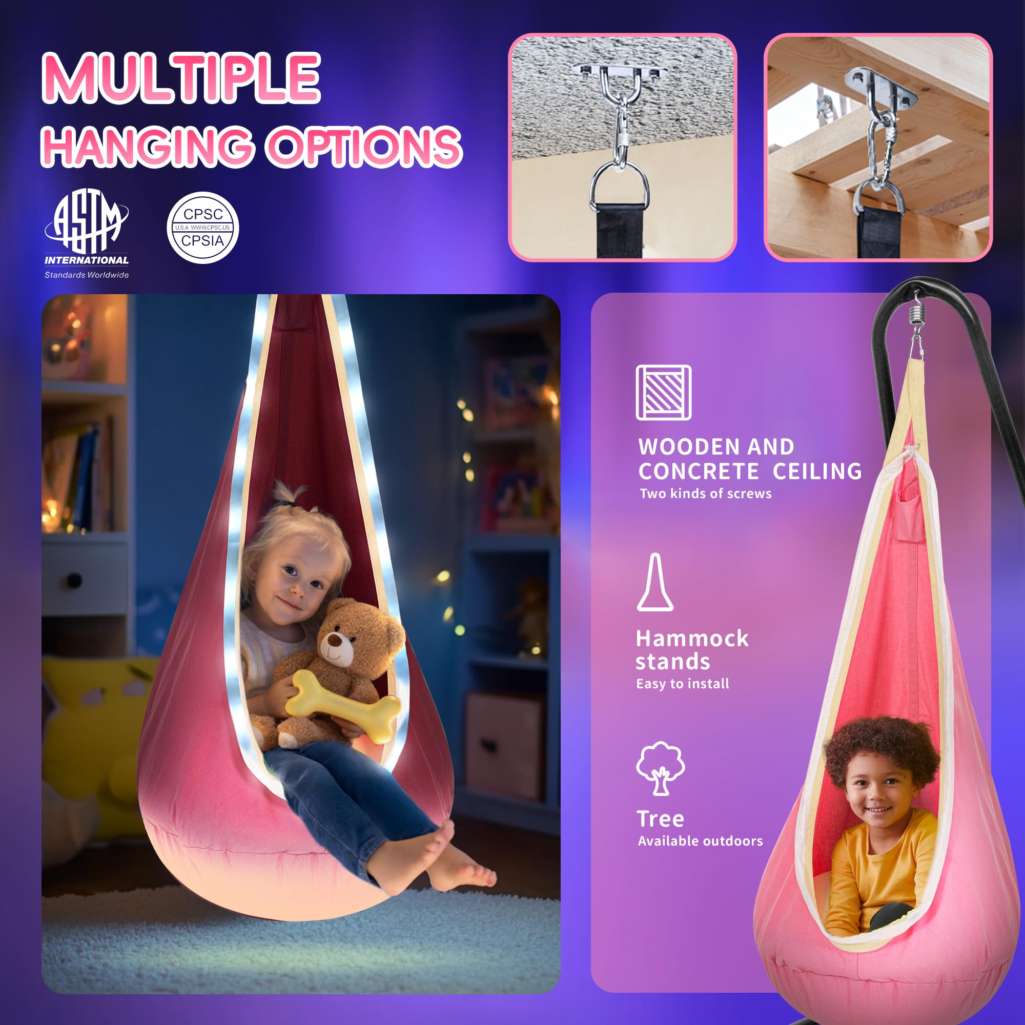 OUTREE outdoor swing hung from tree showcasing portable backyard relaxation benefit