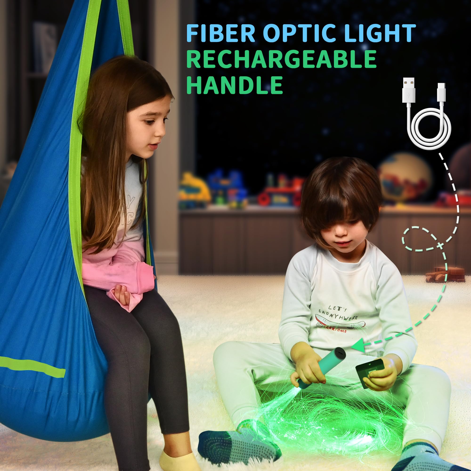 OUTREE fiber-optic top pocket showing light unit placement and easy setup benefit