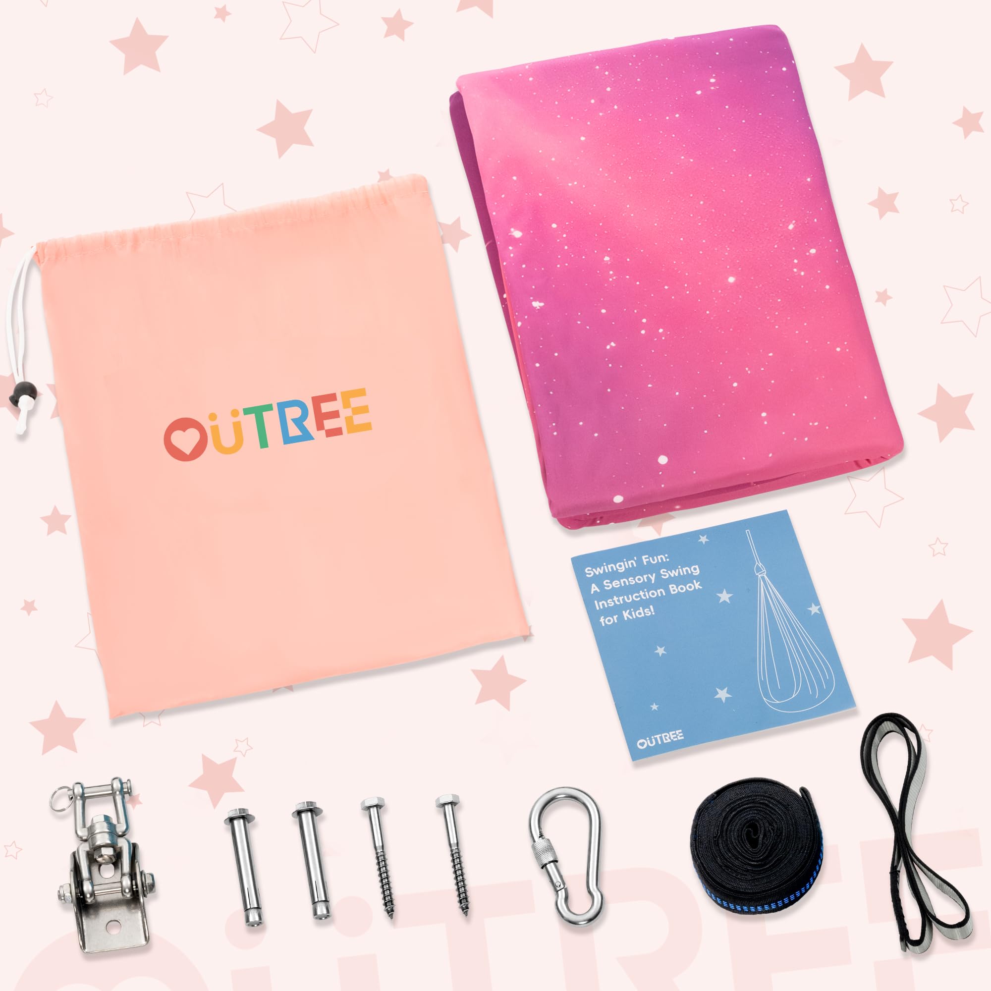 OUTREE detailed view of pink starry-sky print offering a soothing visual pattern