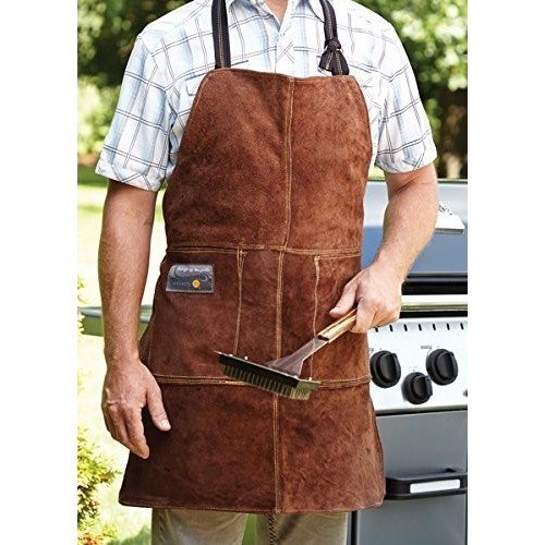 Outset leather apron close-up texture highlighting durable surface and long life benefit