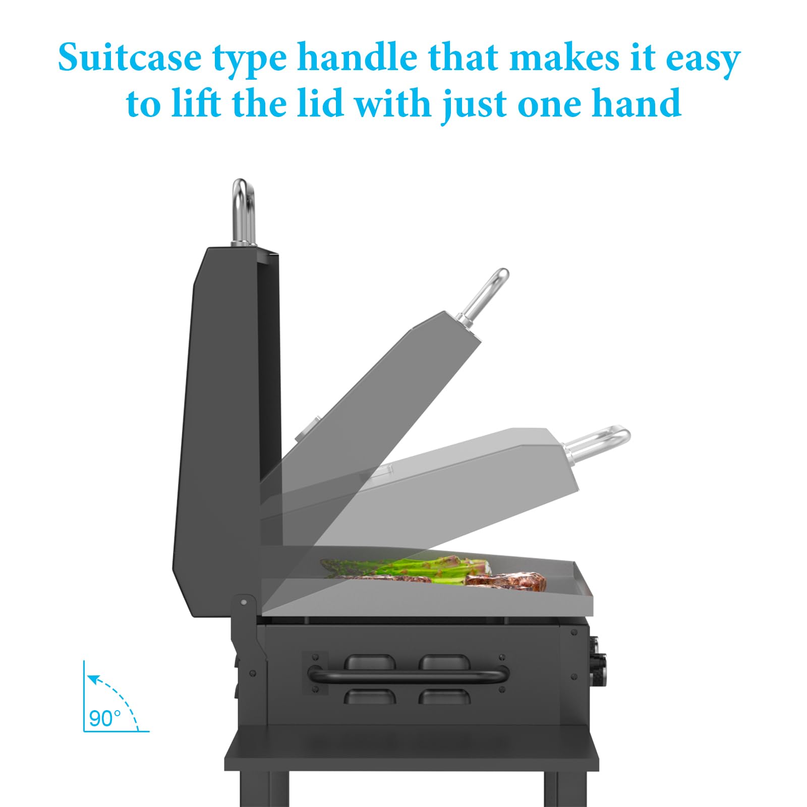 Outspark 600D polyester cover on griddle protecting from rain and debris
