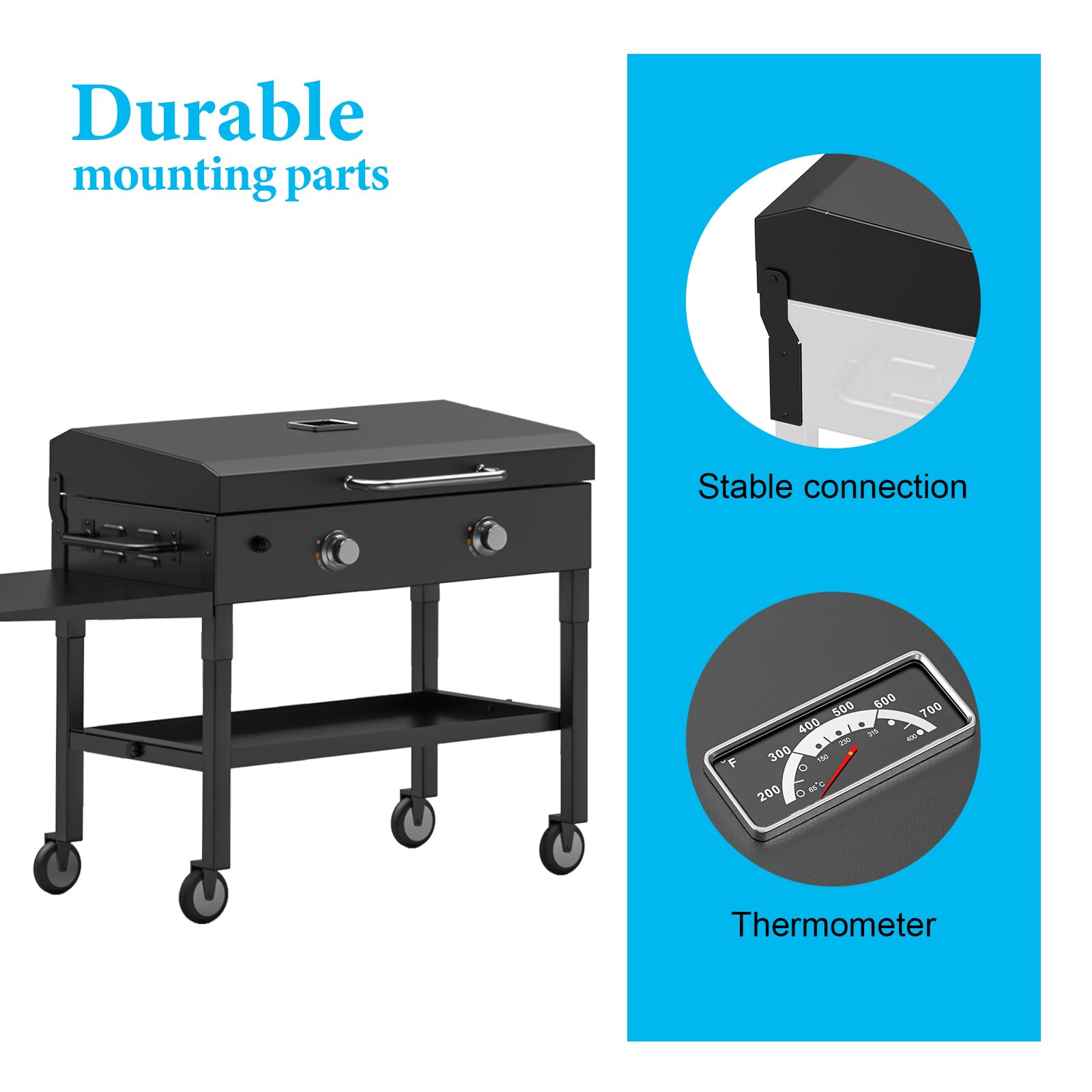 Outspark ergonomic handle and hinge detail for easy one-handed lifting