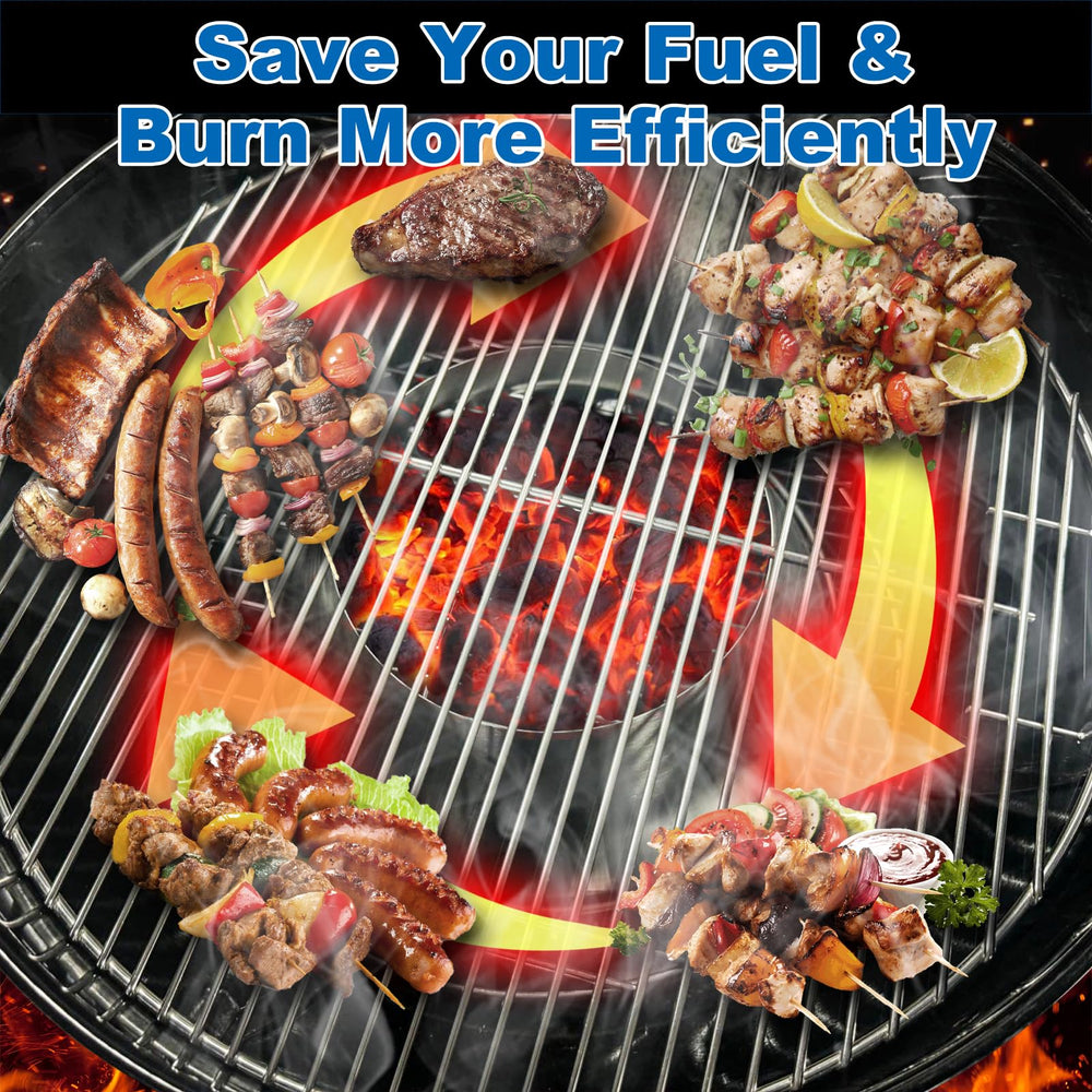 Outspark in grill with glowing coals demonstrates faster preheat benefit