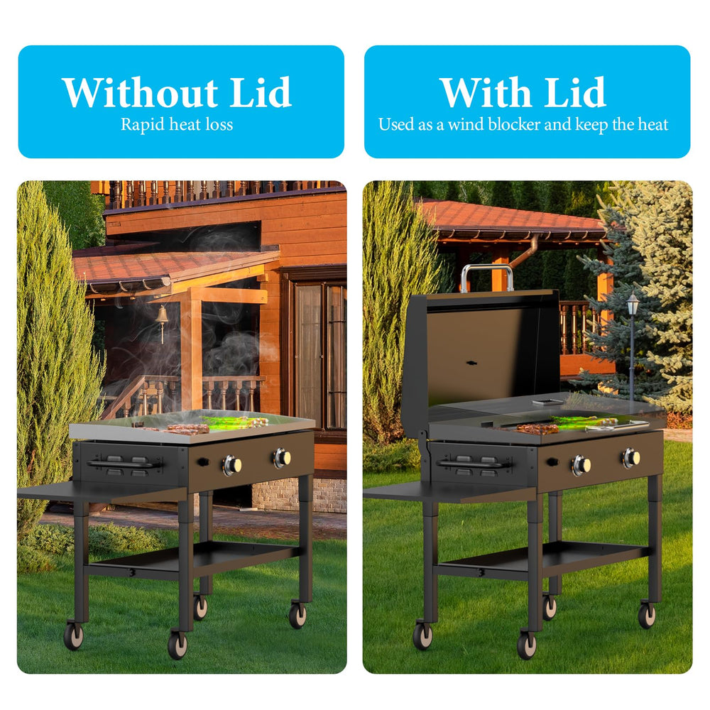 Outspark hood in backyard cooking scene enhancing heat retention benefits