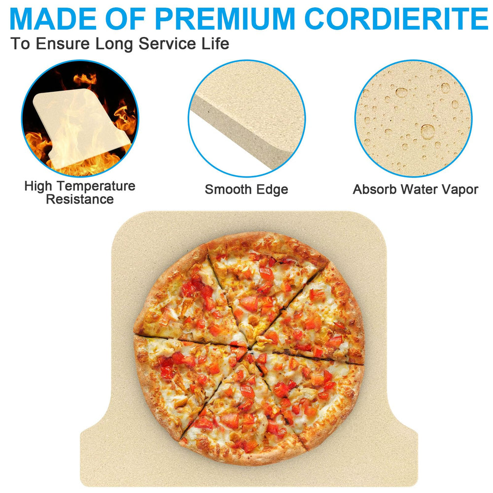 Outspark pizza stone on grill grate showing outdoor baking versatility
