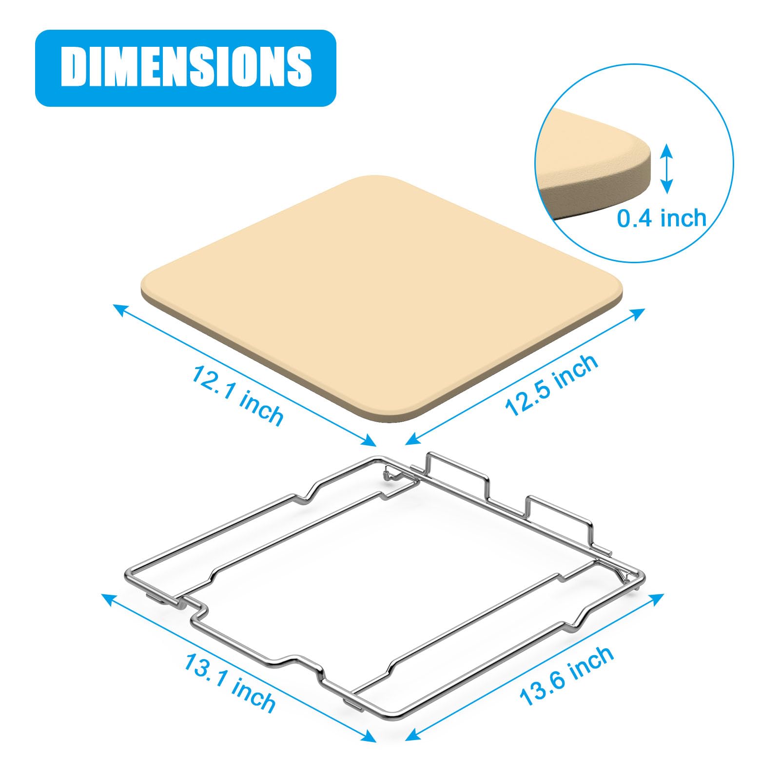 Outspark pizza stone with rack inside Ninja oven for safe handling