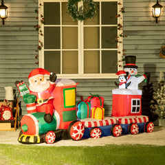 Outsunny front view of train inflatable showing characters and festive scene