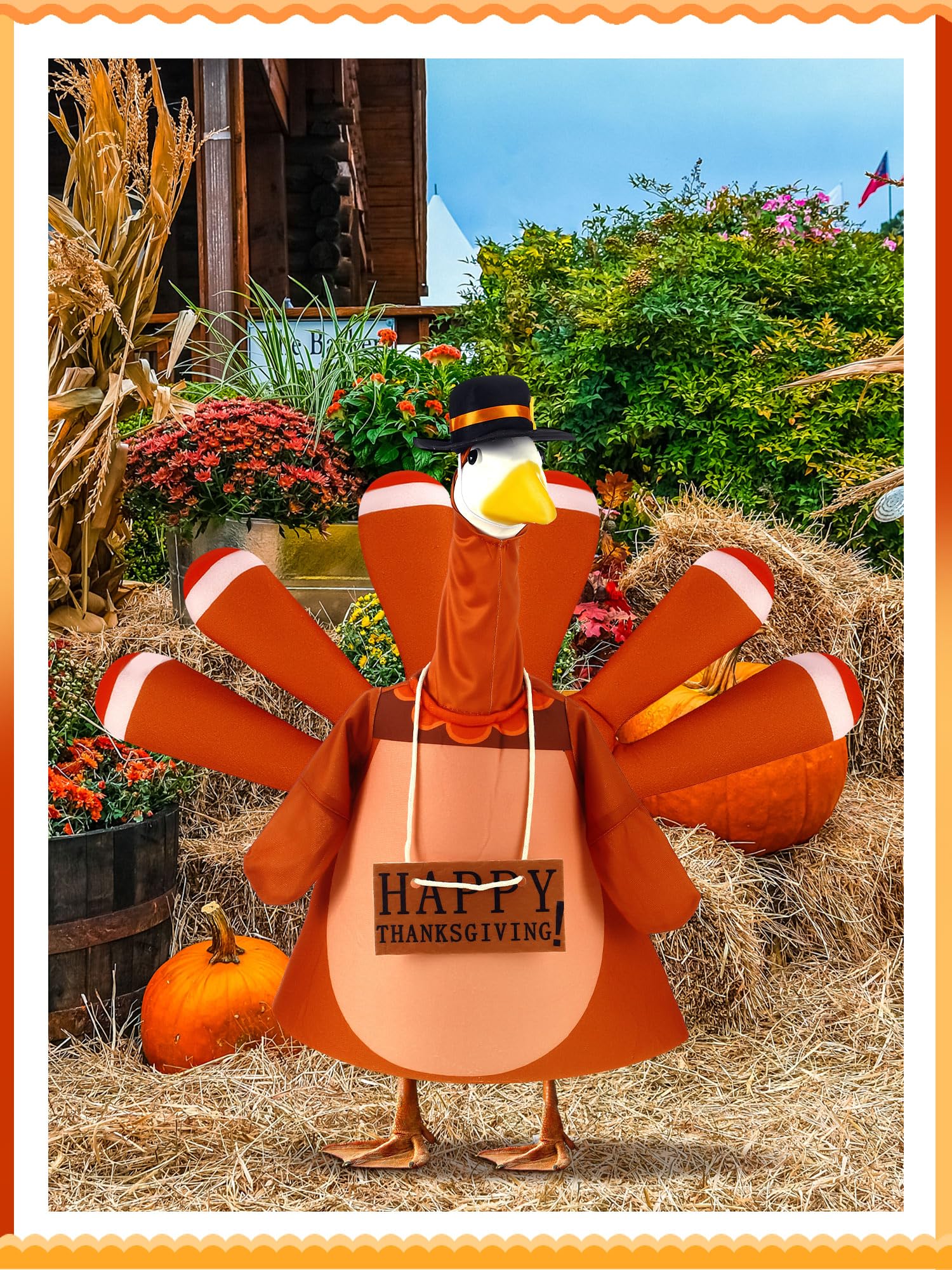 Outus goose in fall yard scene showcasing seasonal charm and photo-ready decor