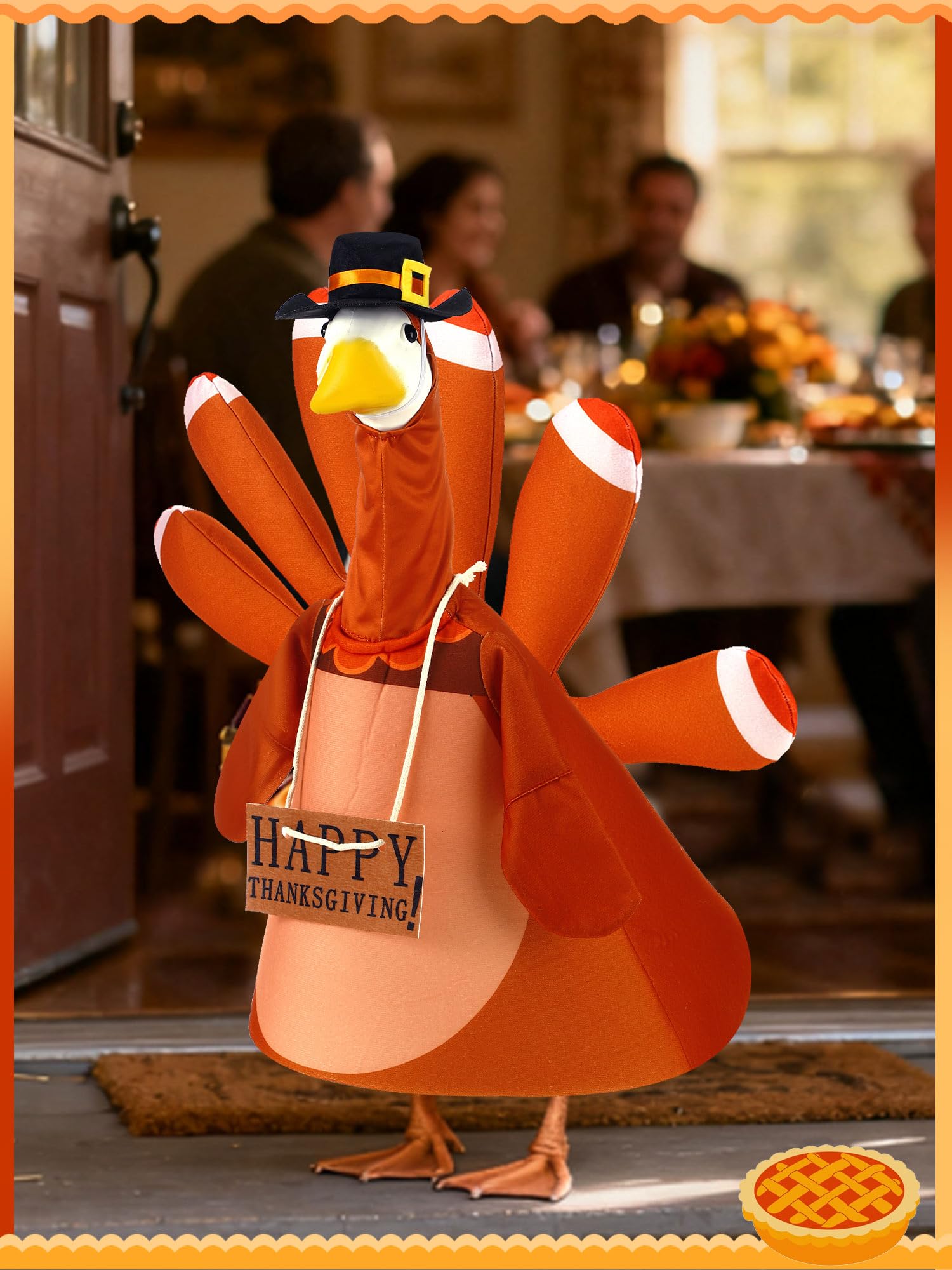 Outus goose on patio for scale comparison, demonstrates fit for 23-inch statues