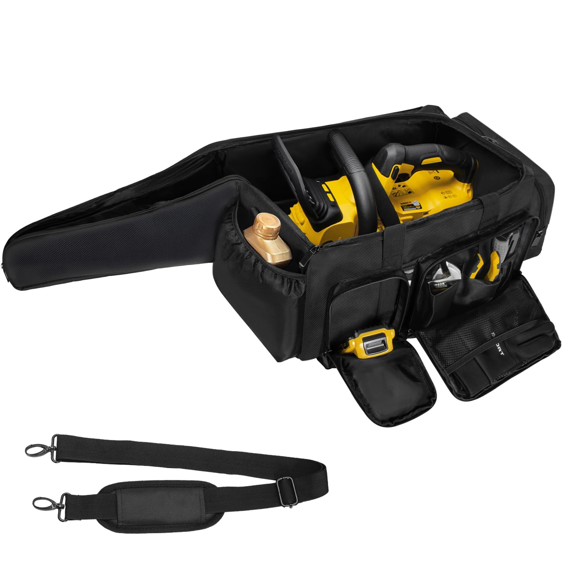 OUUTMEE front view of case showing secure zipper and durable exterior