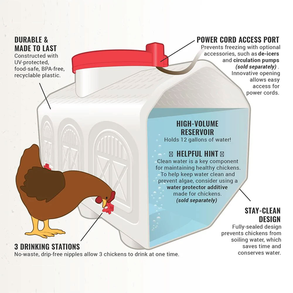 OverEZ Chicken Coop installed in outdoor coop scene showing weather resistance benefit reliable outdoor use