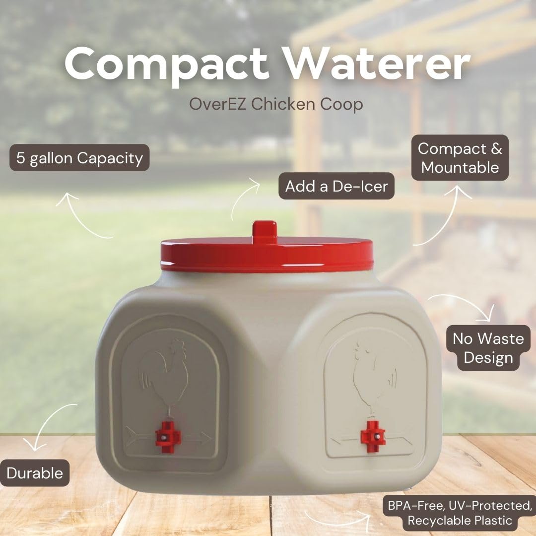 OverEZ waterer closeup of water nipples ensuring cleaner drinking surface