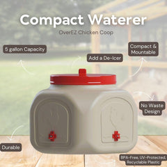 OverEZ waterer closeup of water nipples ensuring cleaner drinking surface