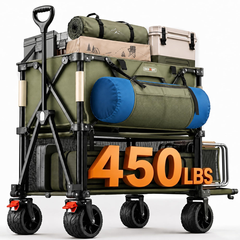 Overmont wagon front view showing full load capacity and stability