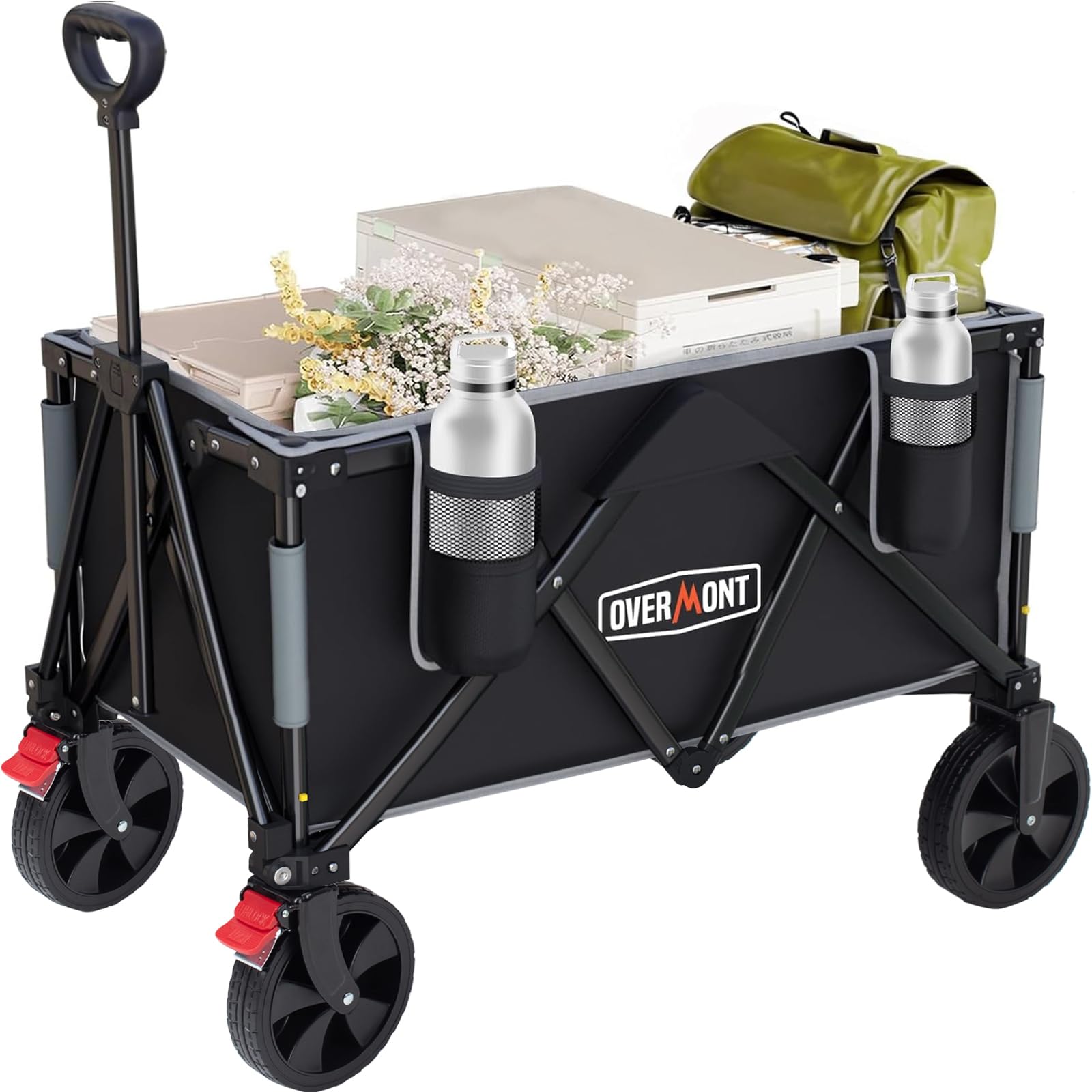 Overmont wagon front view showing full load capacity and stability