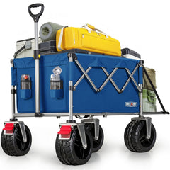 Overmont front view unfolded showing sturdy frame and large capacity benefit