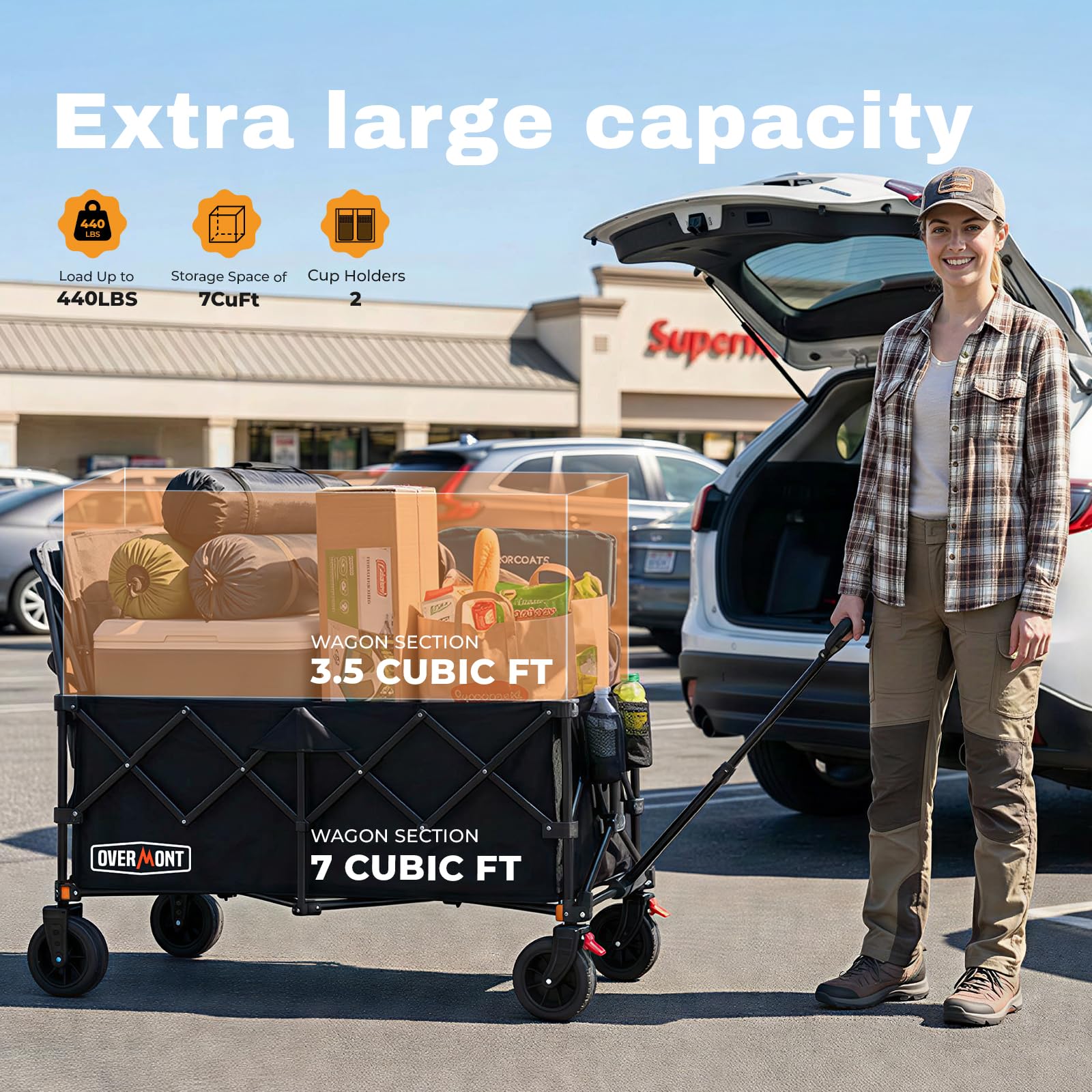 Overmont with sports gear demonstrating extended length and capacity