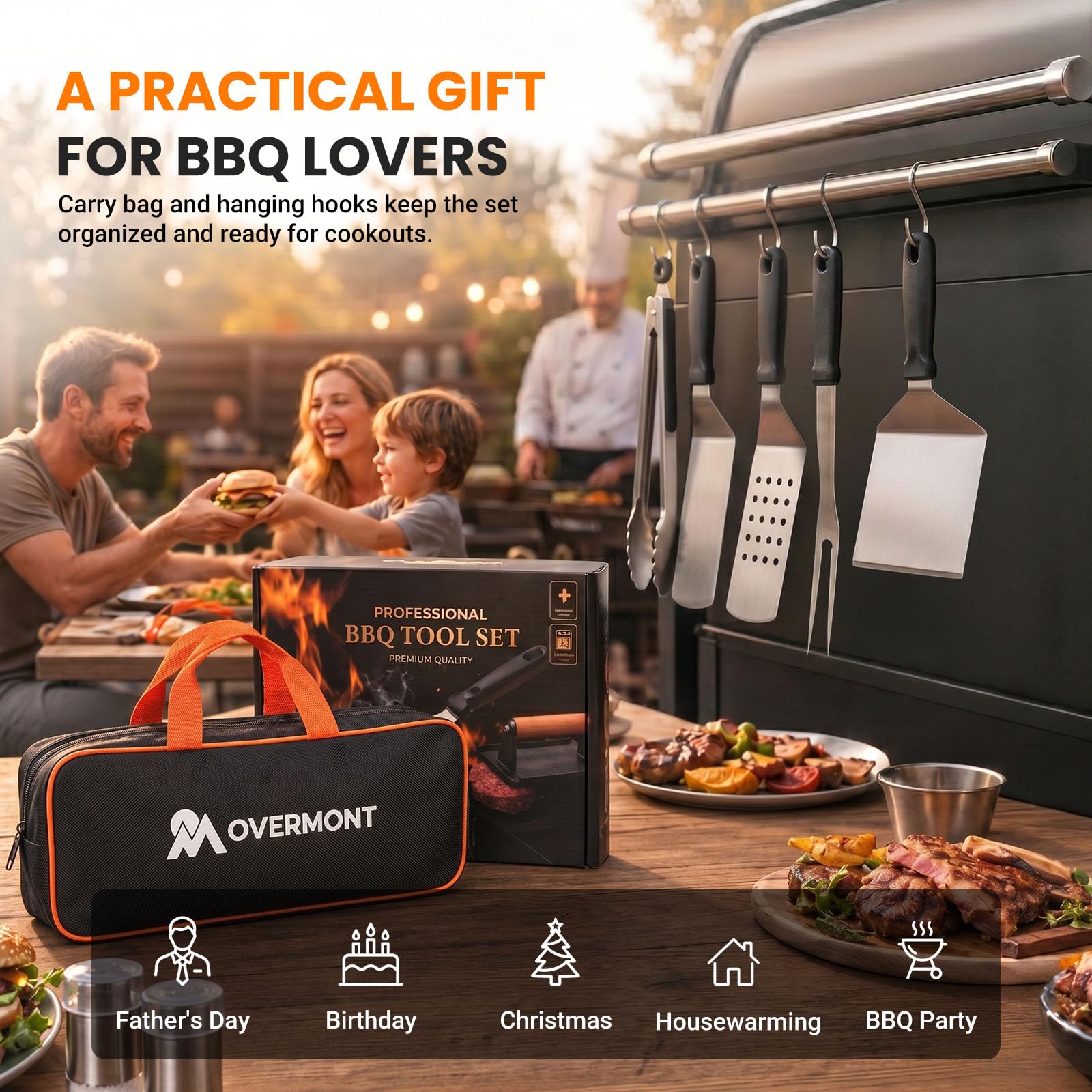 Overmont cleaning pad and slant scraper showing efficient griddle surface cleanup