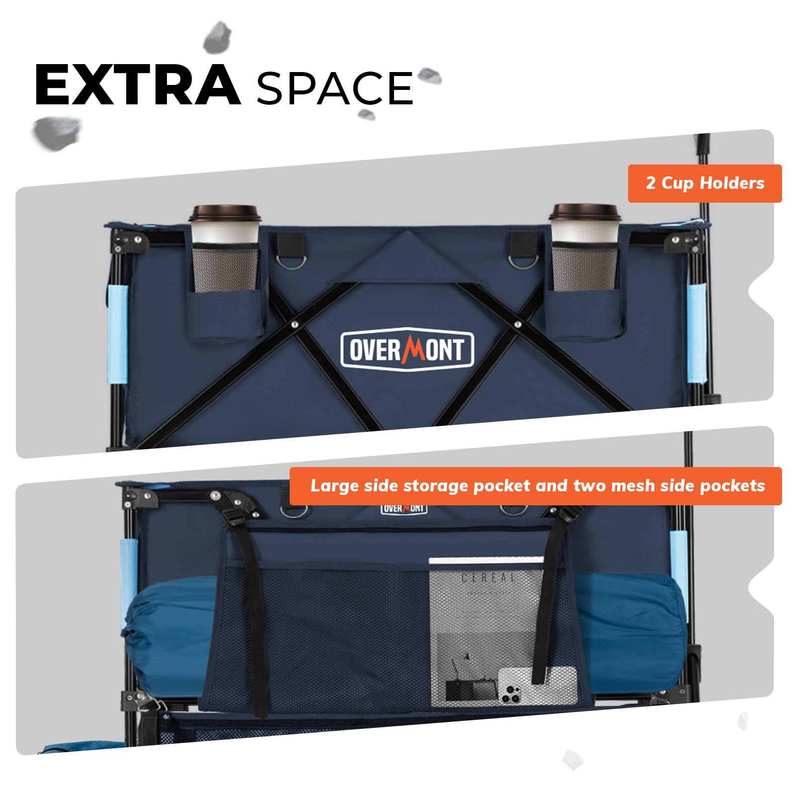 Overmont wagon in camp setting carrying coolers and gear for effortless outdoor transport