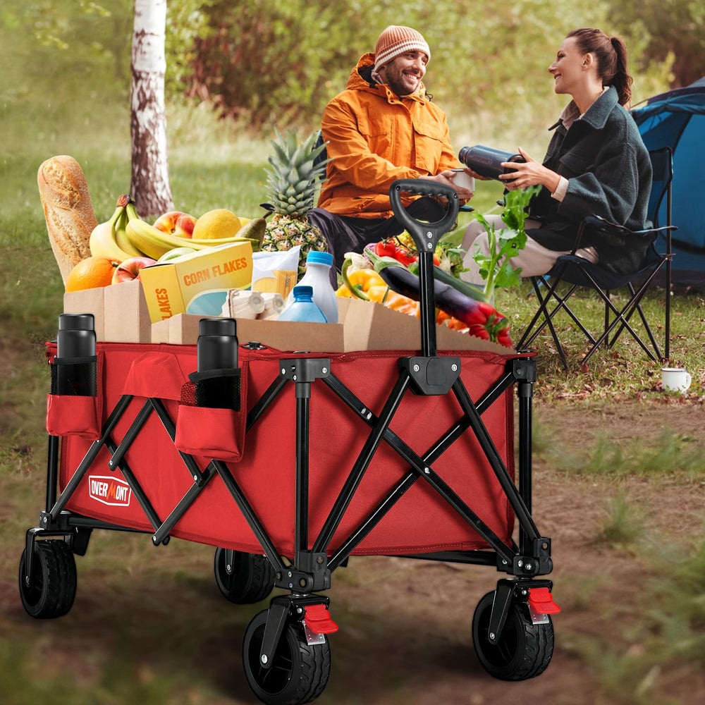 Overmont wagon on beach sand illustrating traction and stability benefit