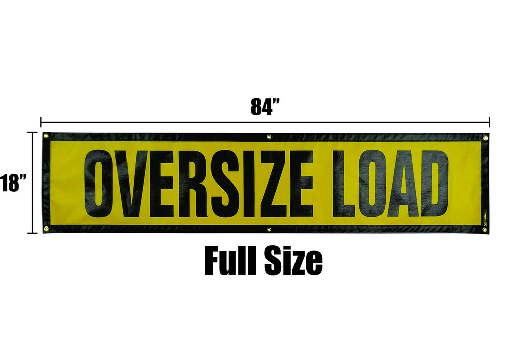 OVERSIZE WARNING PRODUCTS mounted on trailer illustrating clear roadside visibility during transport